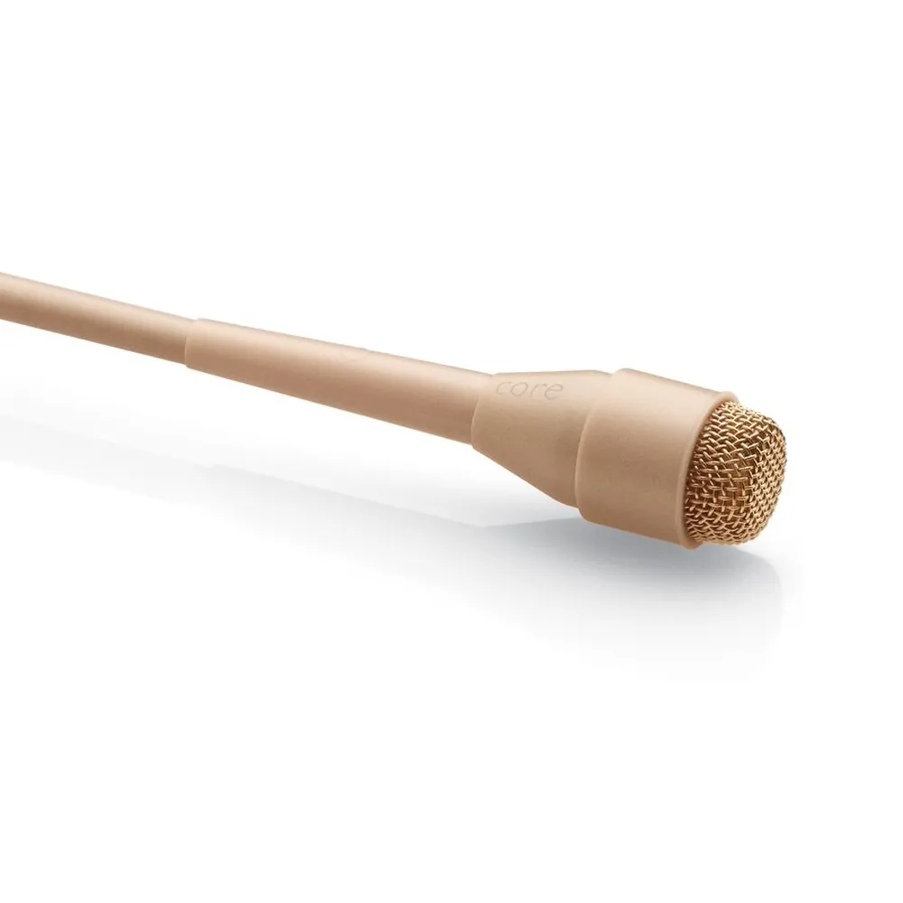 DPA 4060 Series CORE Omni Lavalier Microphone: The beige capsule close up on its cable.