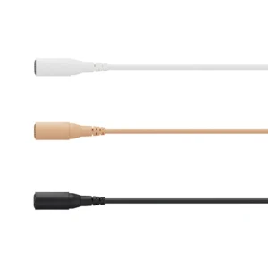 DPA 4071 CORE+ Omni Lavalier Microphone with Presence Boost: The capsule in white, beige, and black on their cables.