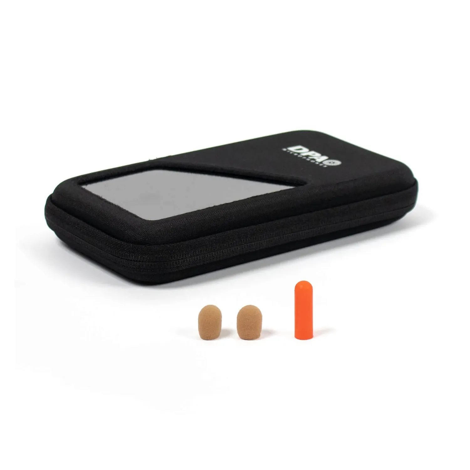 DPA 6388 CORE+ Directional Headset Microphone: The zip case with two foam windscreens and a cover.