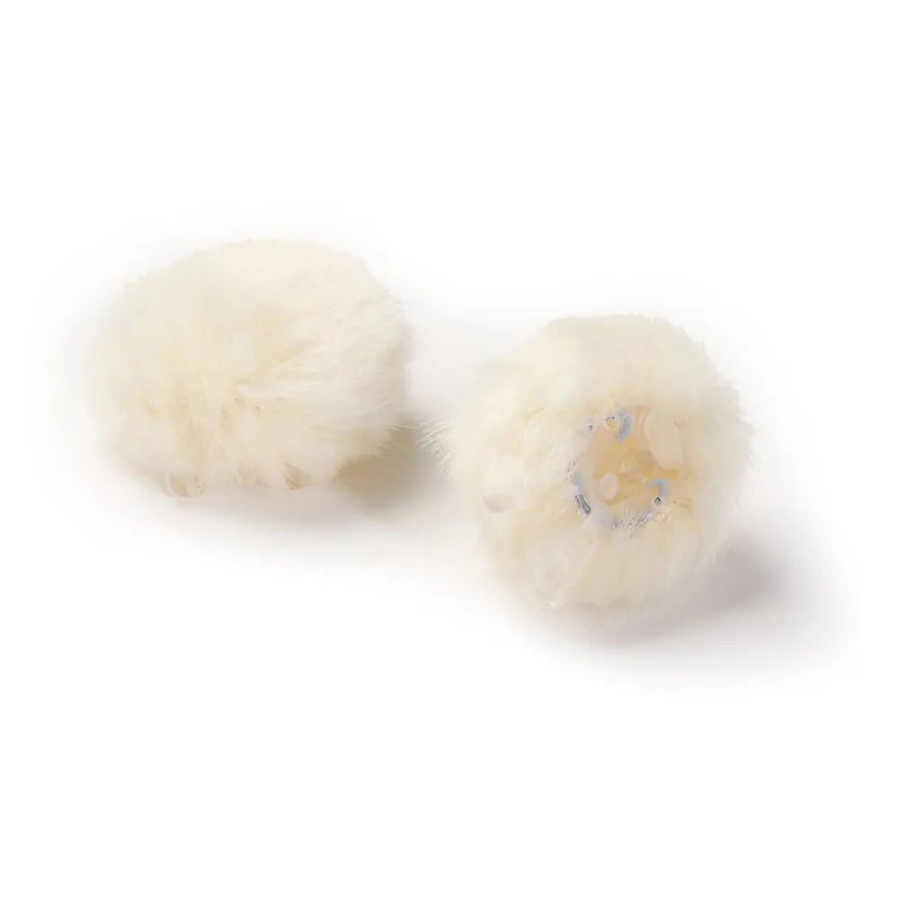 DPA AIR1 Universal Miniature Fur Windscreen: Two off-white fur windscreens.