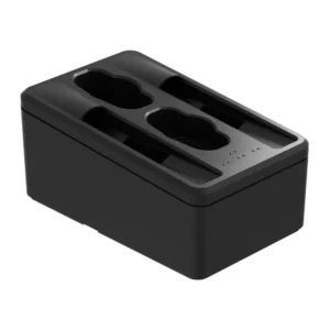DPA CH0202 Battery Charging Dock: The black charging dock with two transmitter bays and two battery slots.