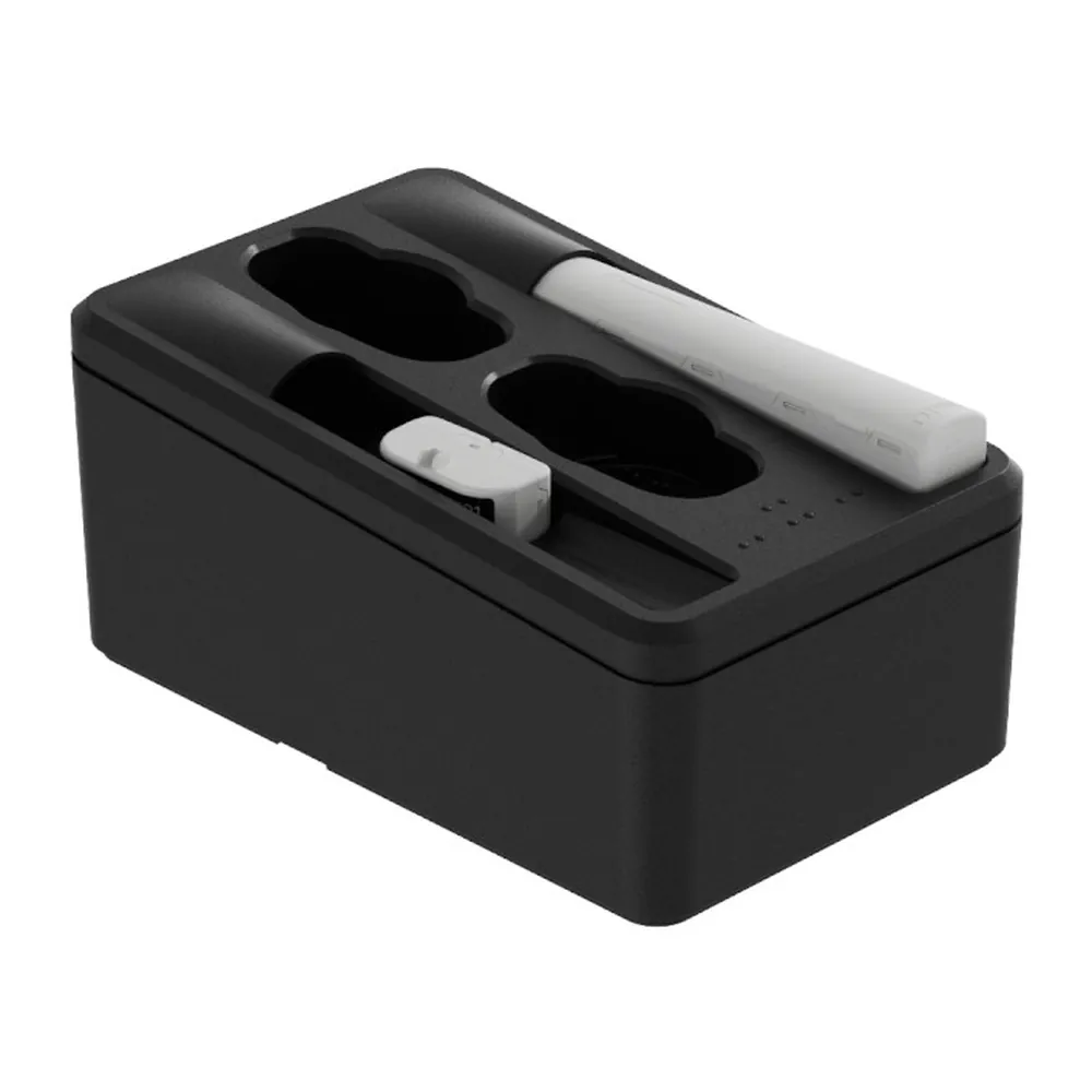DPA CH0202 Battery Charging Dock: The dock with two spare batteries in its slots.