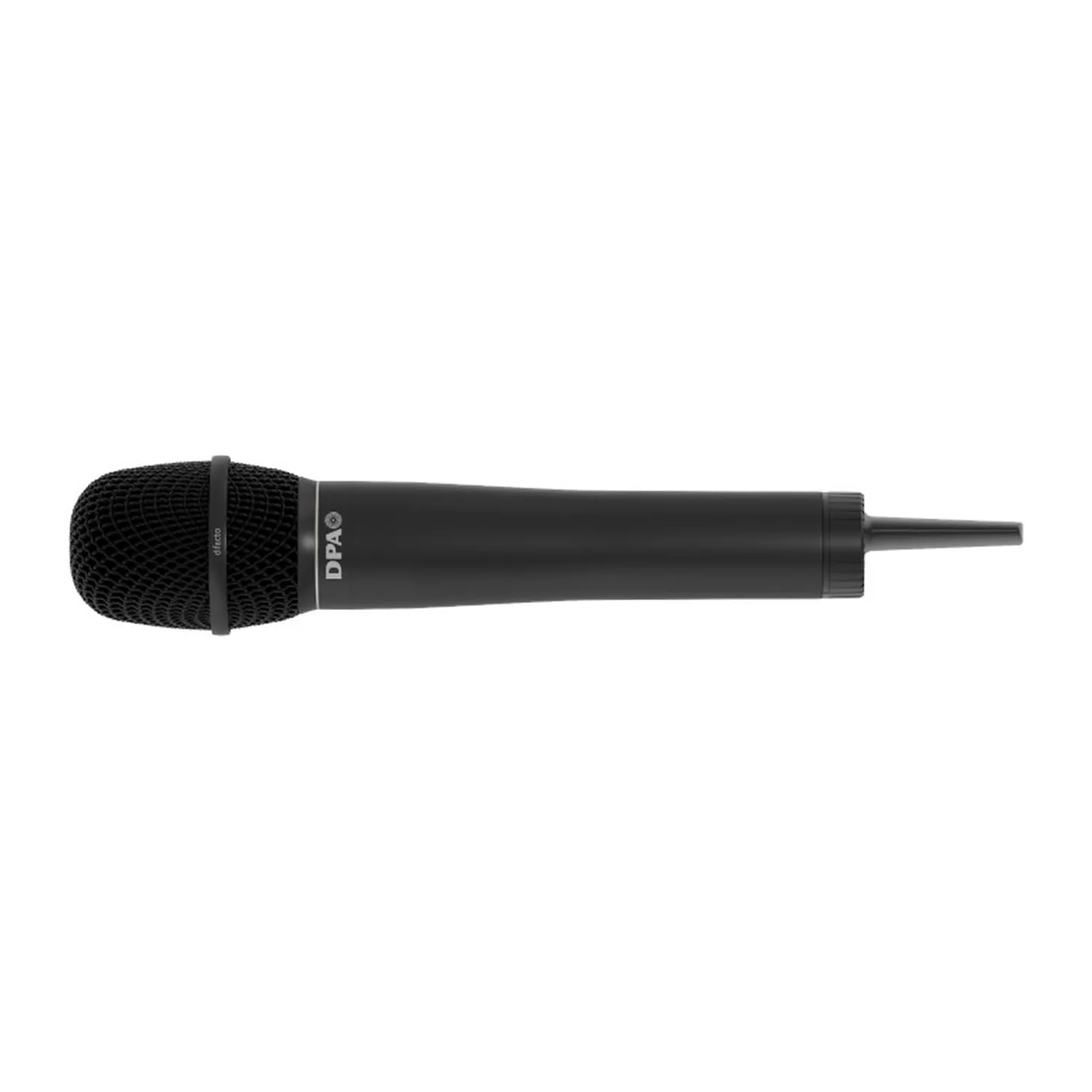 DPA N-HH1 Handheld Transmitter: The black handheld transmitter with its vocal capsule.