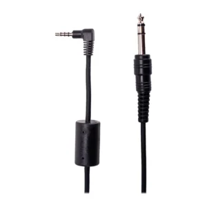 JK Audio CN113 Headset Adapter Cable: The cable with its 1/4 in TRS and 3.5 mm TRRS plugs.