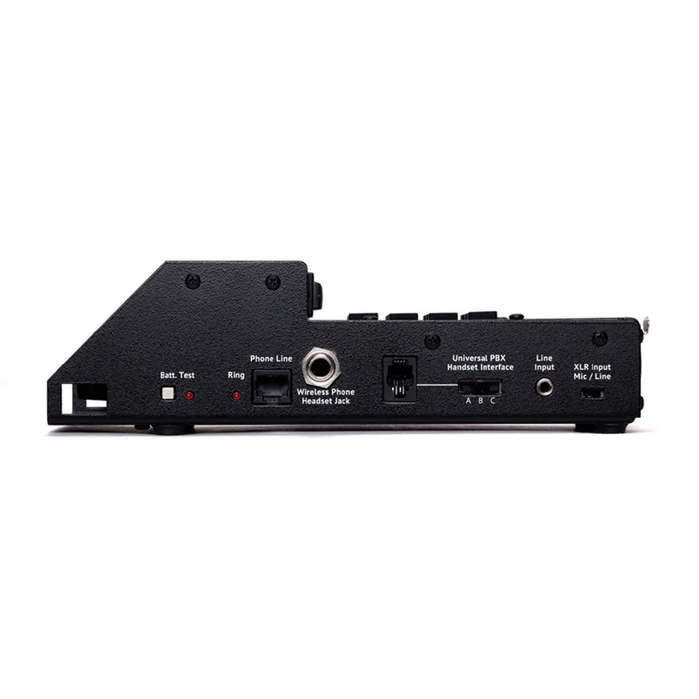 JK Audio ComPack Universal Telephone Audio Interface: The side with its phone line and headset jacks.