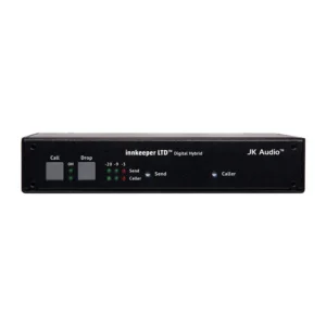 JK Audio innkeeper LTD Digital Hybrid Telephone Interface: The front panel with its Call and Drop buttons and level LEDs.