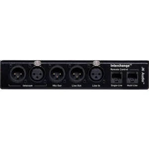 JK Audio Interchange Intercom Phone Bridge: The rear panel with its XLR jacks and remote control connectors.