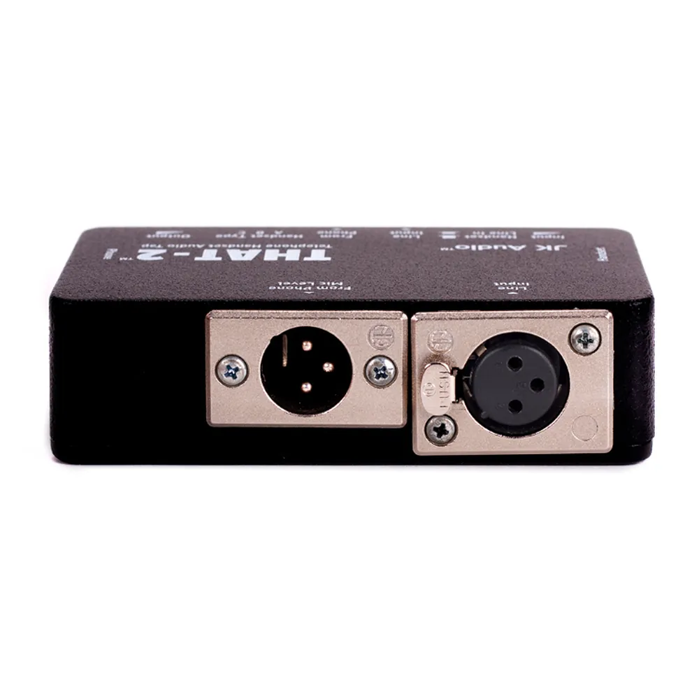 JK Audio THAT-2 Telephone Handset Audio Tap: The end panel with its two XLR jacks.