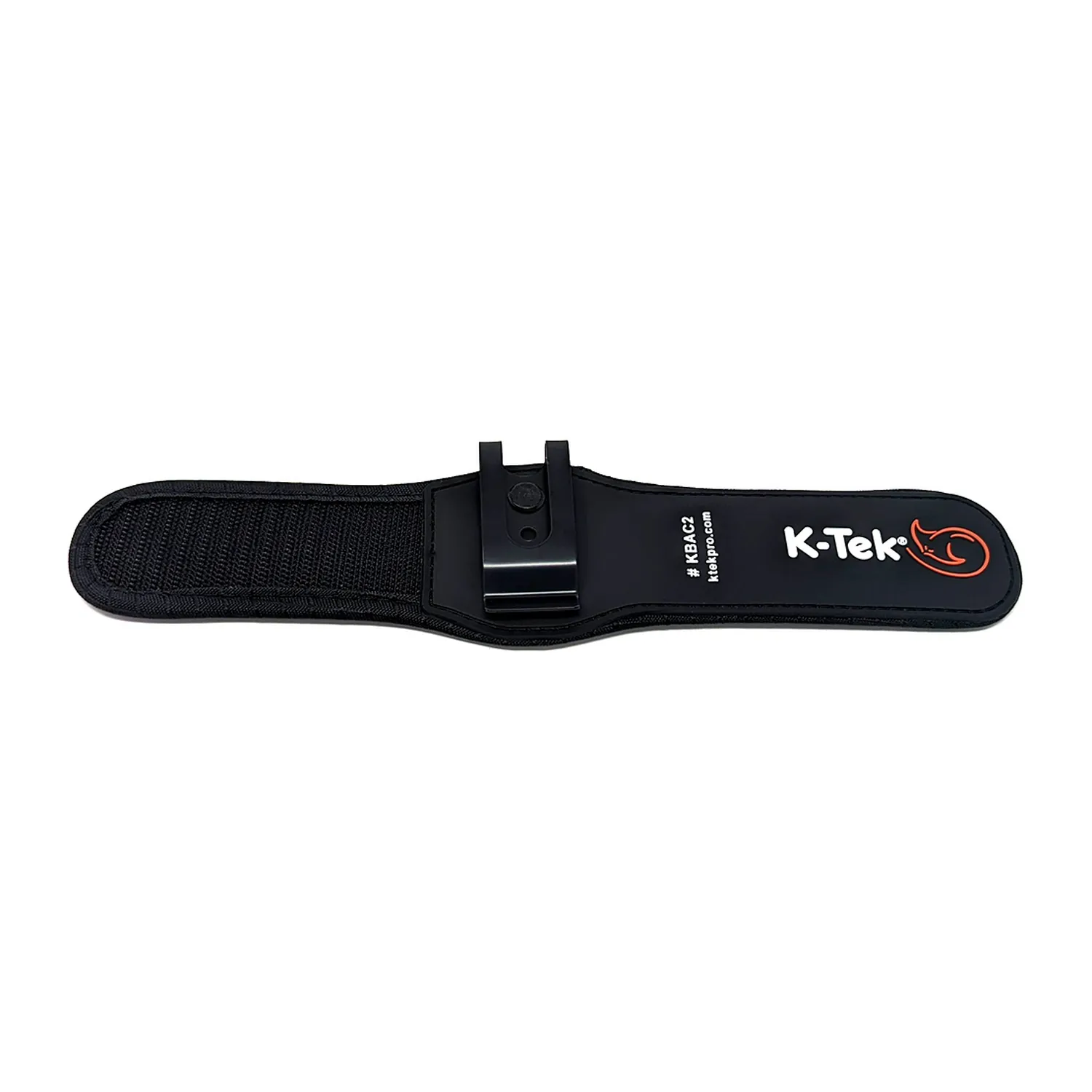 K-Tek KBAC2 Stingray Boom and Accessory Clip: the clip laid flat, with the K-Tek logo on its hook-and-loop arm.