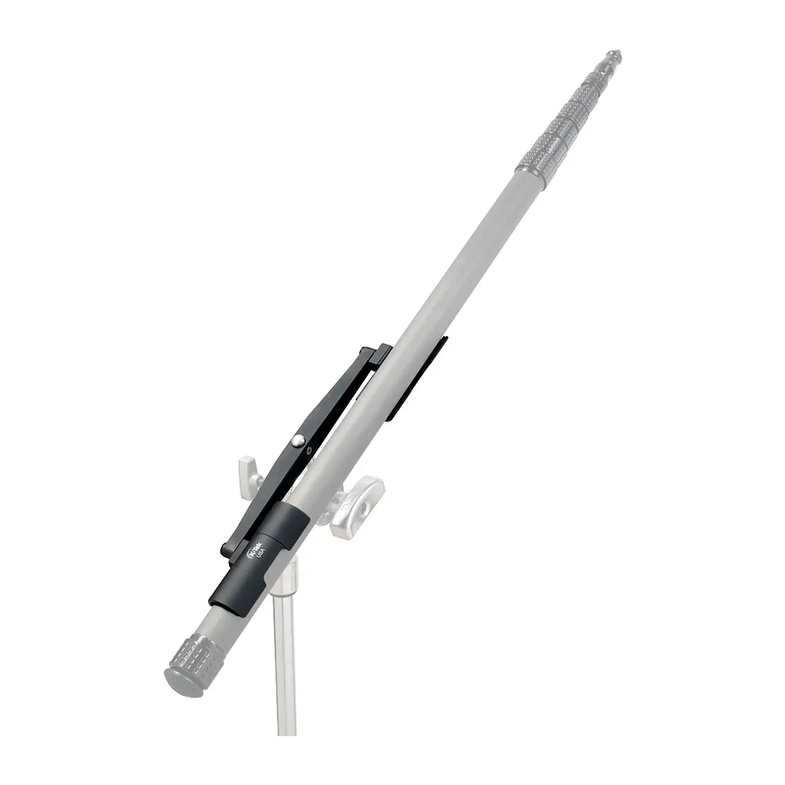 K-Tek KBC2 Boom Cradle 2: holding a boom pole on a C-stand.