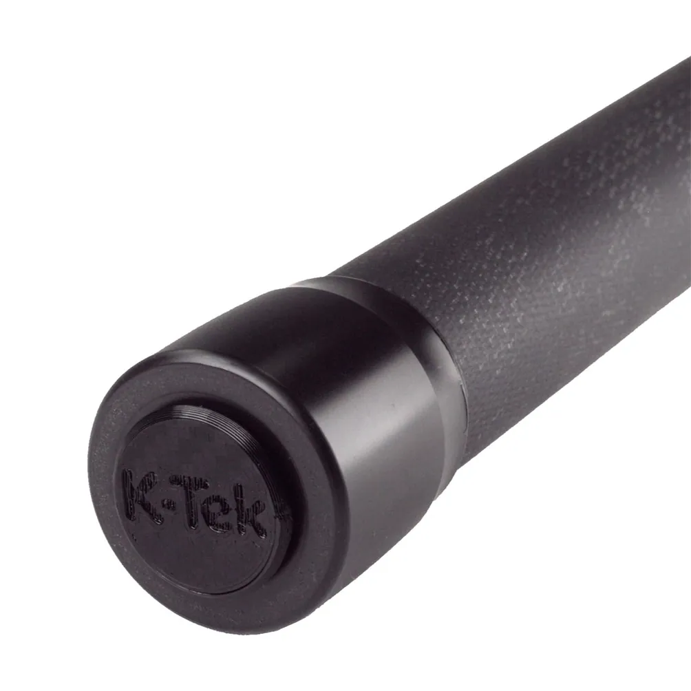K-Tek KC134 Indie Boom Pole: the base end cap with the K-Tek logo, close up.
