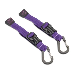 K-Tek KCH3P Stingray Cable Hanger with Buckle (Purple): the two purple hangers with their buckles and mini carabiners.