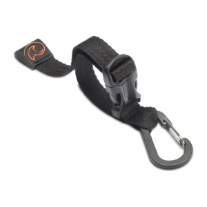K-Tek KCH3 Stingray Cable Hanger with Buckle (Black): one hanger looped closed, with its carabiner.
