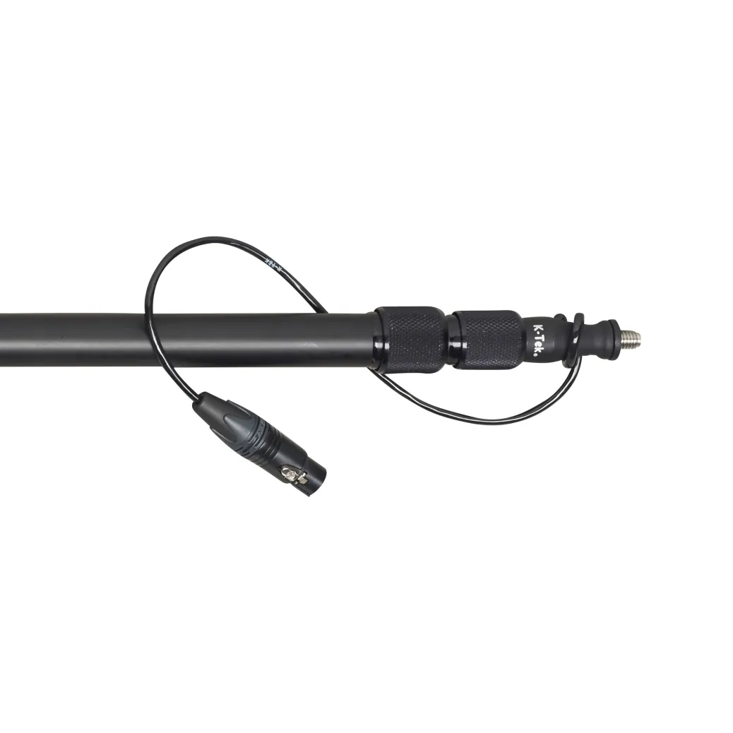 K-Tek KE69 Avalon Aluminum Boom Pole: the knurled collars and the cable loop with its XLR at the top.