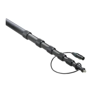K-Tek KE79CC Avalon Traveler Boom Pole (Coiled Cable): the extended top sections and knurled collars, with the cable's XLR on a short loop.