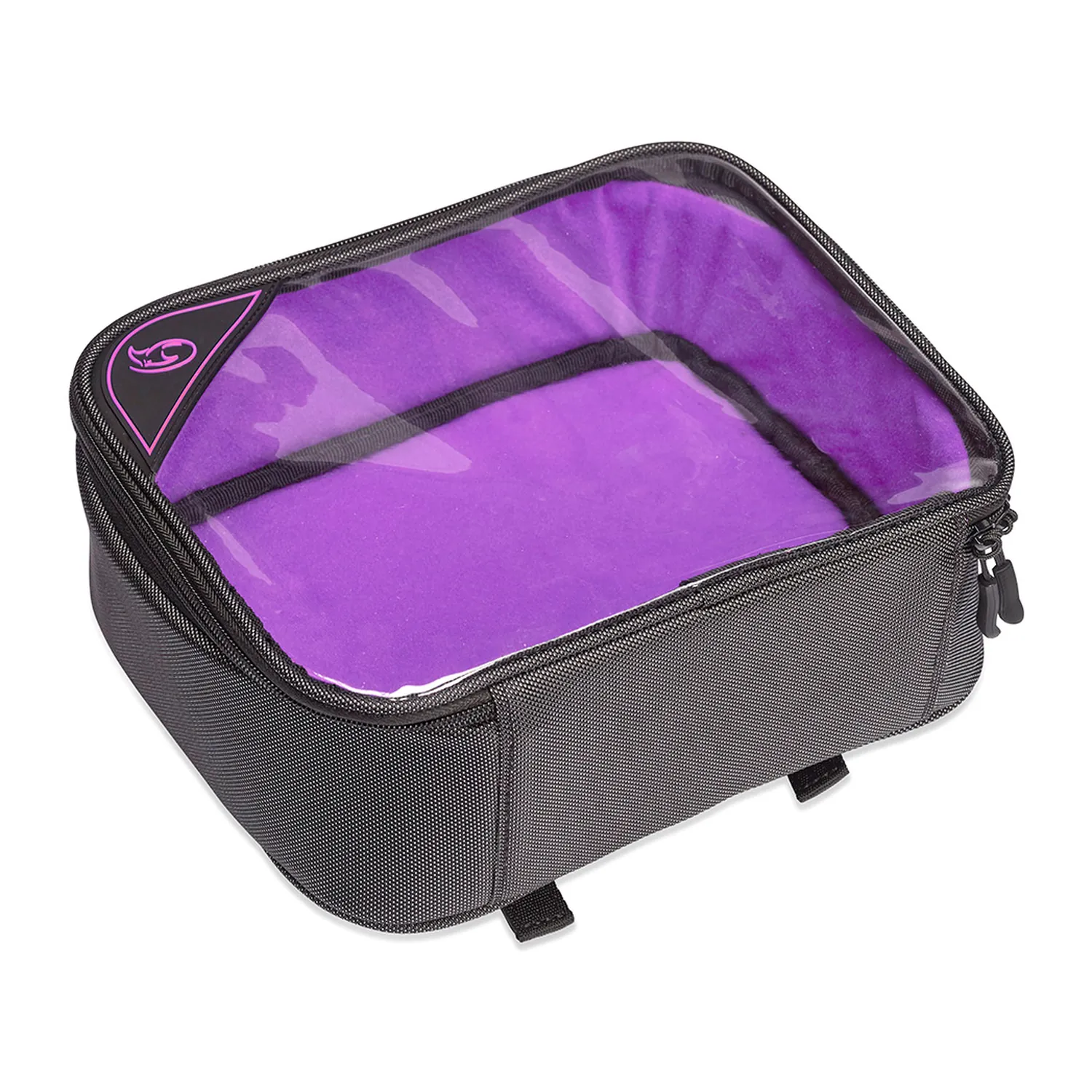 K-Tek KGBLXP Stingray Gizmo-X Bag (Large, Purple Interior): the case closed, with its see-through lid and purple interior.