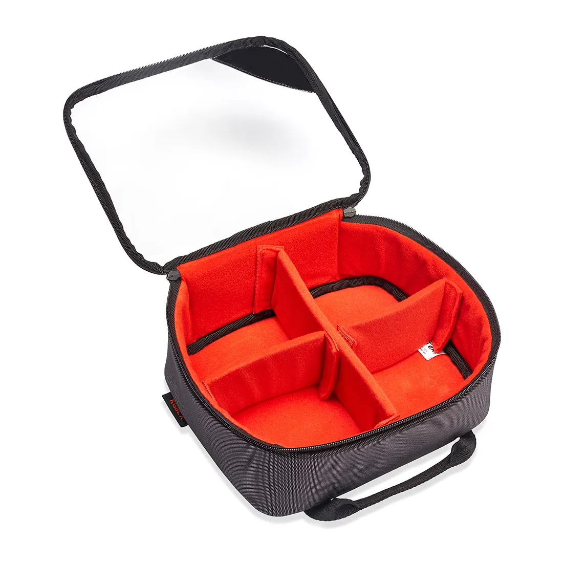 K-Tek KGBLX Stingray Gizmo-X Bag (Large, Orange Interior): the case open, with its three dividers.