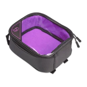 K-Tek KGBMXP Stingray Gizmo-X Bag (Medium, Purple Interior): the case closed, with its see-through lid and purple interior.