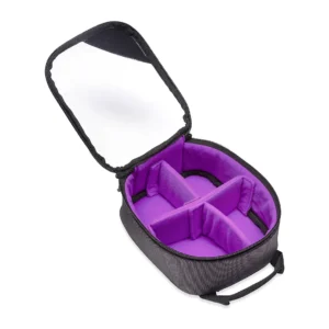 K-Tek KGBMXP Stingray Gizmo-X Bag (Medium, Purple Interior): the case open, with its three dividers.