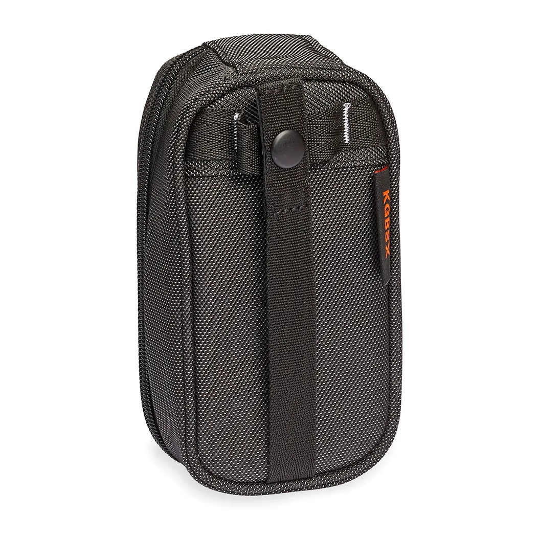 K-Tek KGBSXP Stingray Gizmo-X Bag (Small, Purple Interior): the back of the case standing upright, with its MOLLE strap.