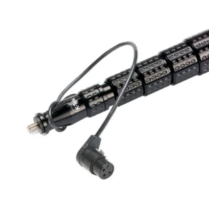 K-Tek KP14VCCR Mighty Boom Carbon Boom Pole (Coiled Cable, Side Exit): the right-angle XLR on its short cable at the headpiece.