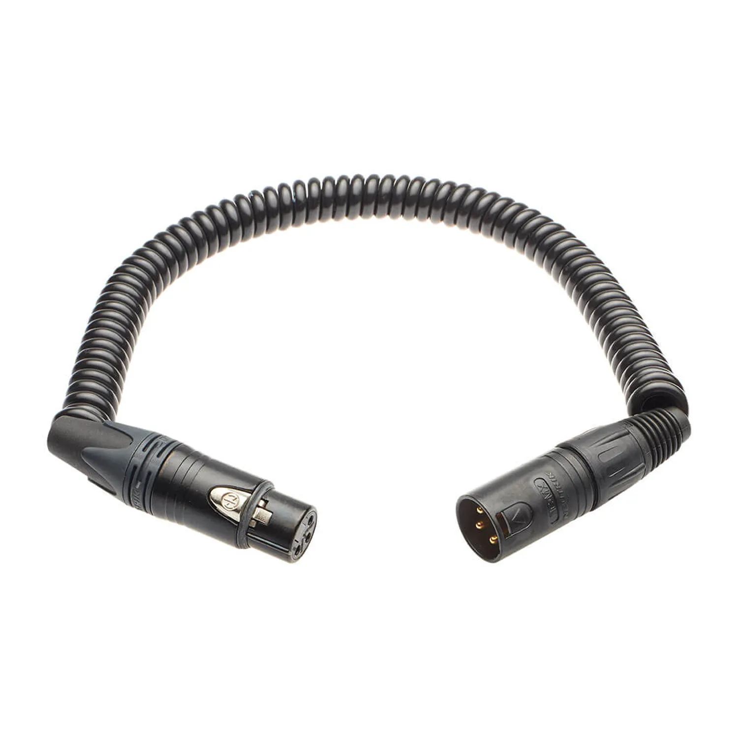 K-Tek KPC10N Coiled XLR Cable with Neutrik XLR Female (10 ft): the coiled cable with its Neutrik XLR male and XLR female connectors.