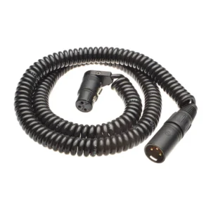 K-Tek KPC40K Coiled XLR Cable with Low Profile XLR Female (40 ft): the coiled cable with its Neutrik XLR male and low-profile right-angle XLR female.