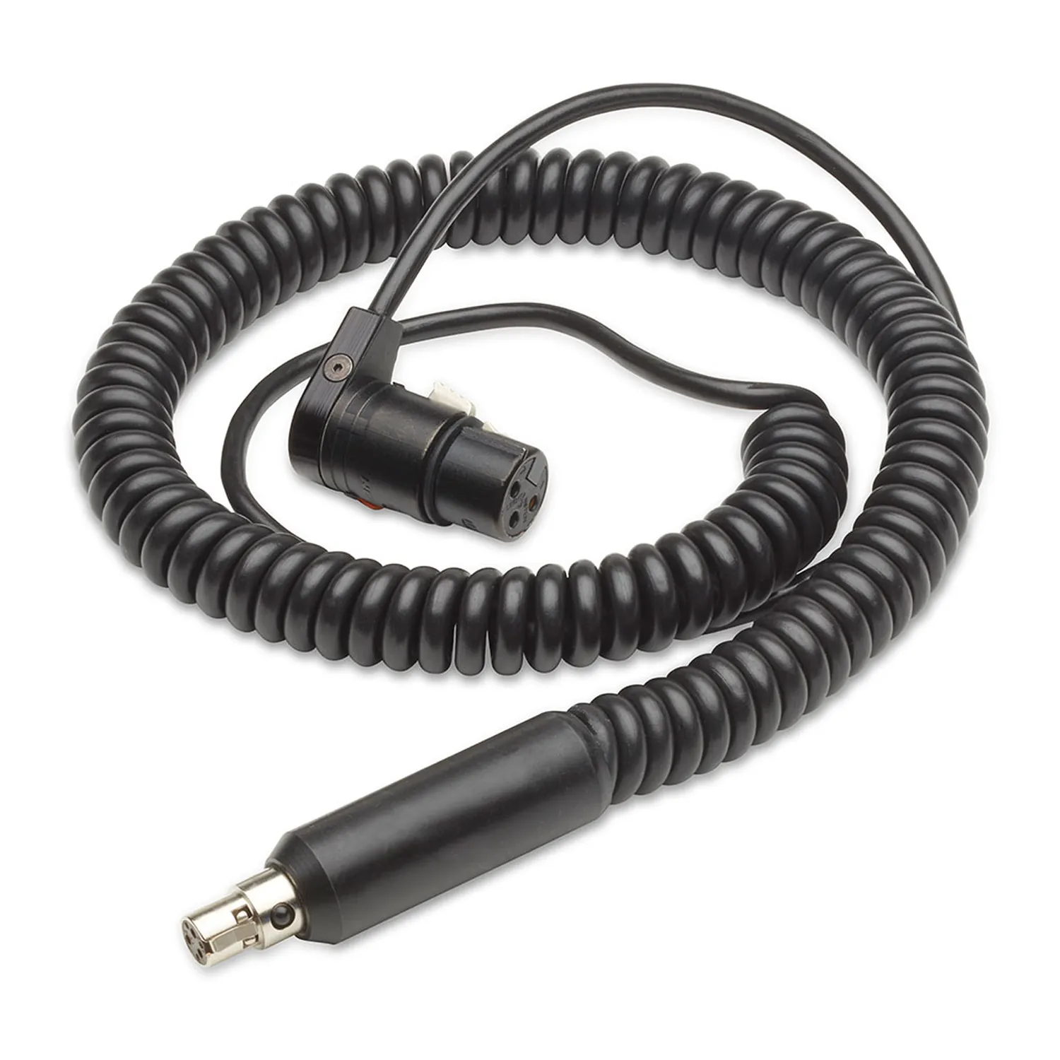 K-Tek KPCK Coiled Cable Kit for Mighty Boom Poles - KP9 (9 ft): the coiled cable with its right-angle XLR at one end and the TA3 plug at the other.