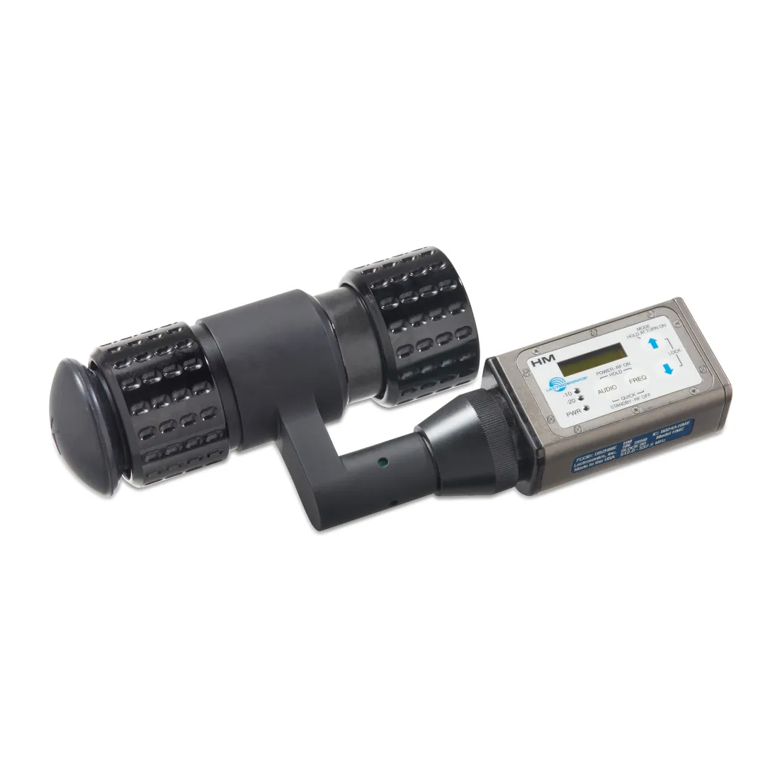K-Tek KPTA Sidekick Transmitter Adapter for Mighty Boom Poles: the module with a plug-on transmitter attached.