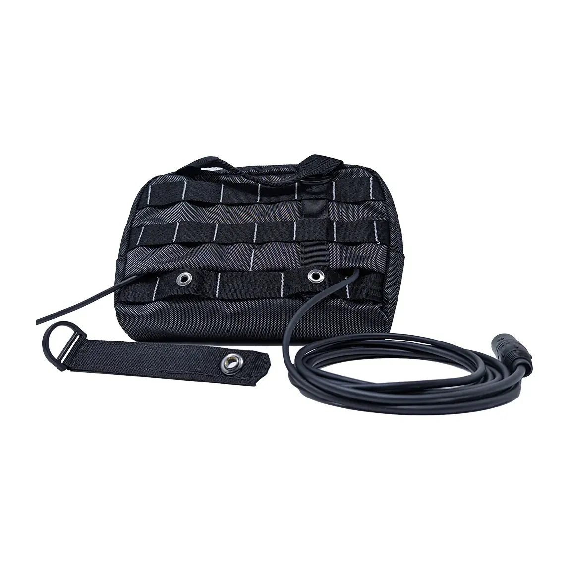 K-Tek KSAPX Stingray Front Pouch X for Mixer Bags: the pouch from the back, with a strap and a cable run through it.