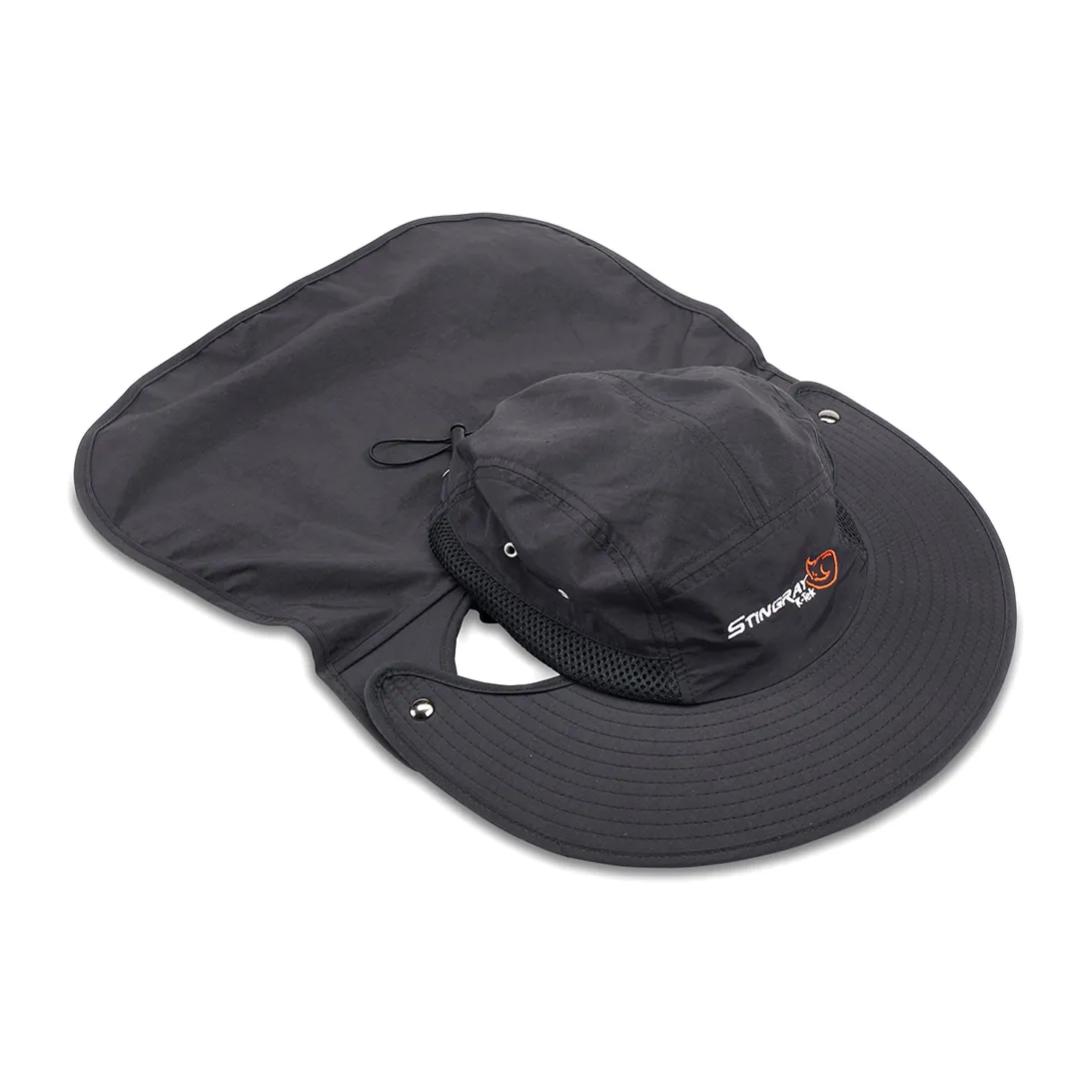 K-Tek KSH2 Stingray Audio SunHat (Black): laid flat, showing the brim and neck cover.