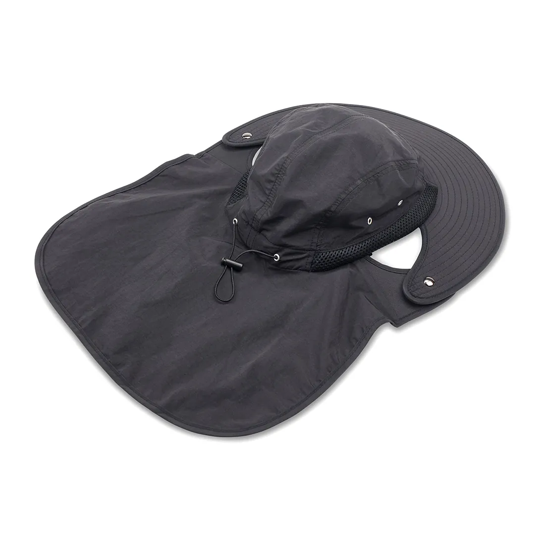 K-Tek KSH2 Stingray Audio SunHat (Black): from the back, with the neck cover spread out.