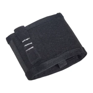 K-Tek KSHPM Stingray HeatBlock Transmitter Pouch - Medium: the pouch from an angle, showing its open top and hook-and-loop strap.
