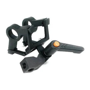 K-Tek KSSM Short Shock Mount, 2-Point Suspension: the mount on its own, with its two polymer mounts and orange locking knob.