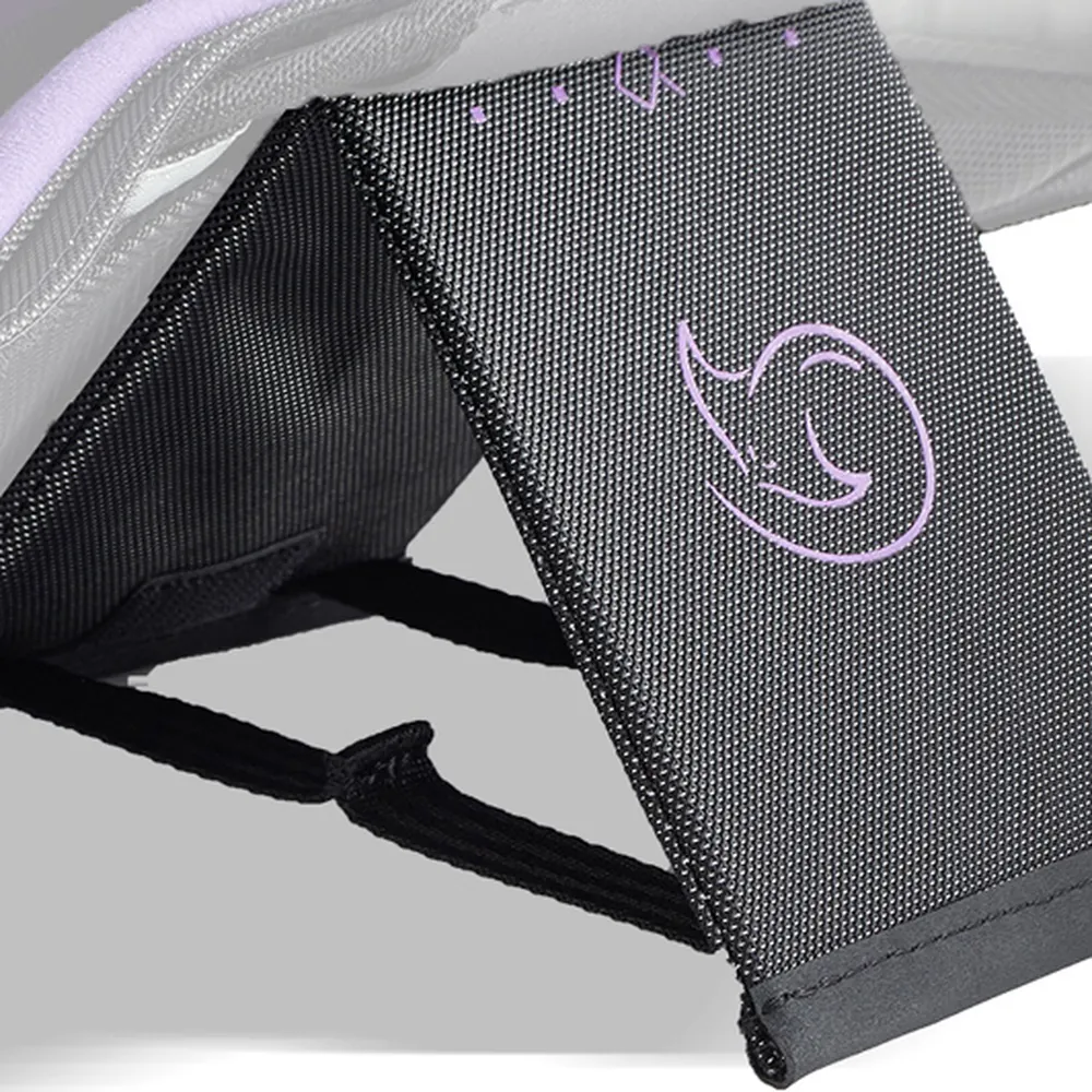 K-Tek KSTGKP Stingray Kickstand for Mixer Bags (Purple): fitted to the back of a Stingray mixer bag, holding it at an angle.