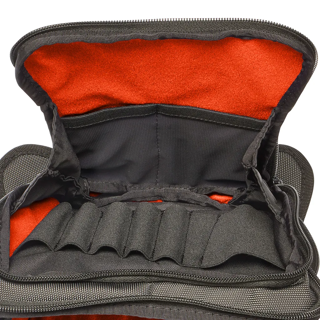 K-Tek KSUHX Stingray Utility Hip Pack X-Series: the main compartment open, with tool slots along the front.