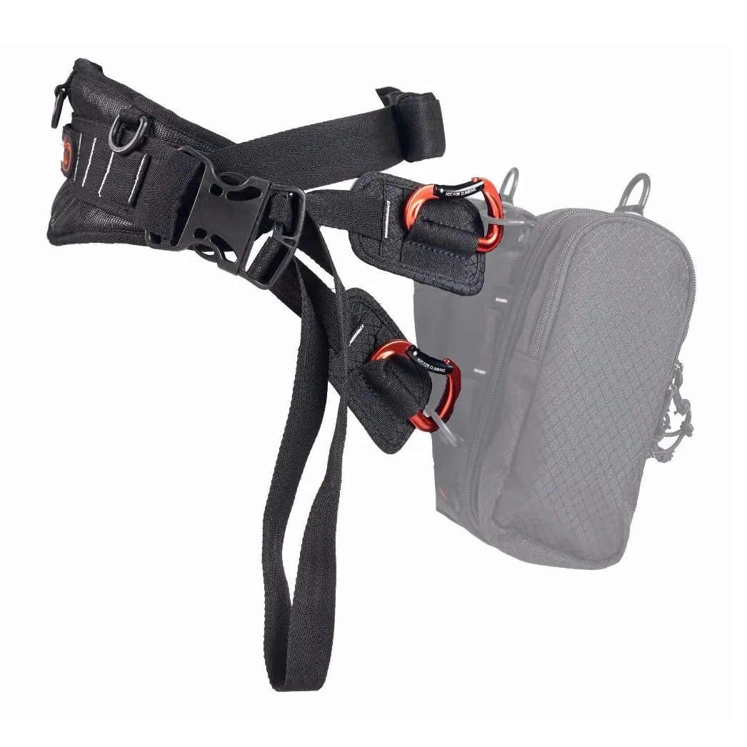 K-Tek KSWB1 Stingray Audio Waist Belt with Quick-Release: the belt clipped to a mixer bag, shown in outline.