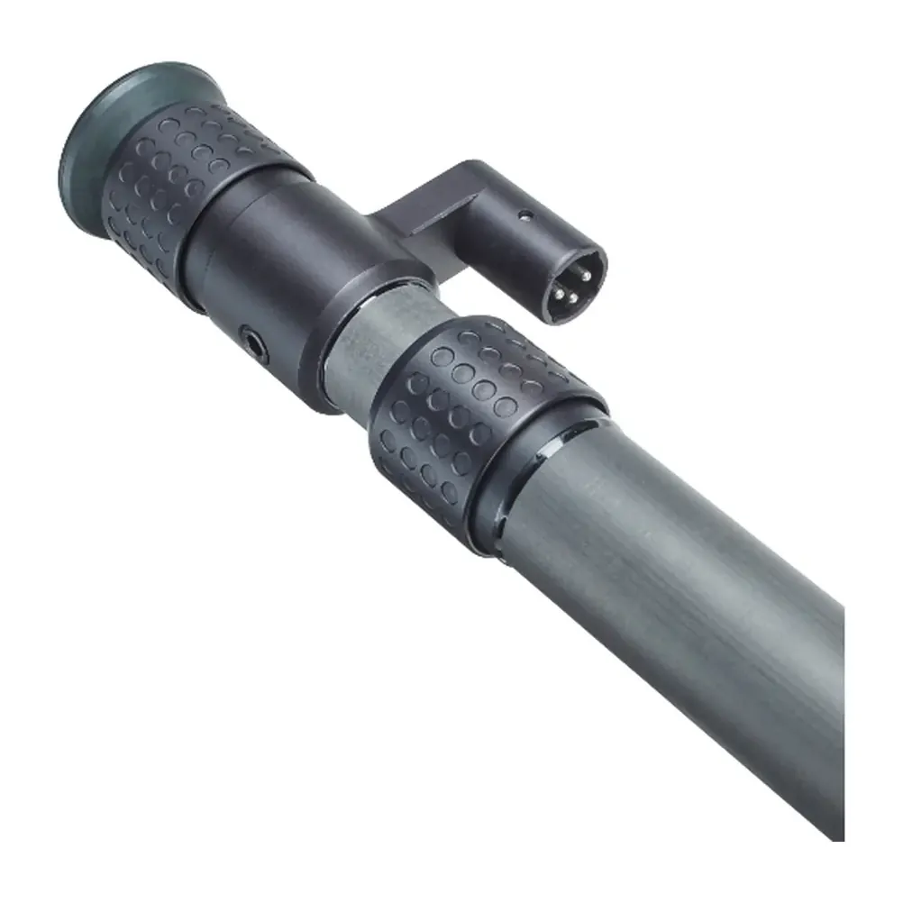 K-Tek KTA2B Sidekick Transmitter Adapter for Klassic Boom Poles: the adapter on a pole, with its right-angle XLR exit.