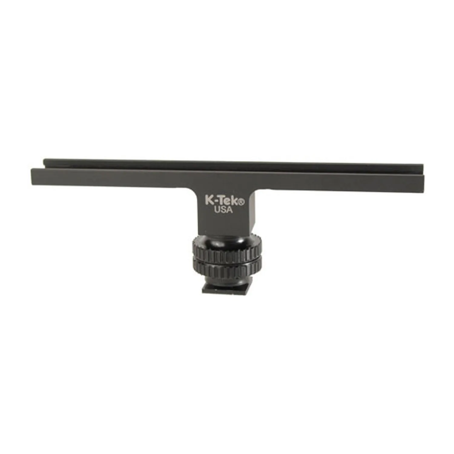 K-Tek KTBAR Aluminum Shoe Bar - 9": the 9 in aluminum bar on its Delrin shoe, seen from the front.