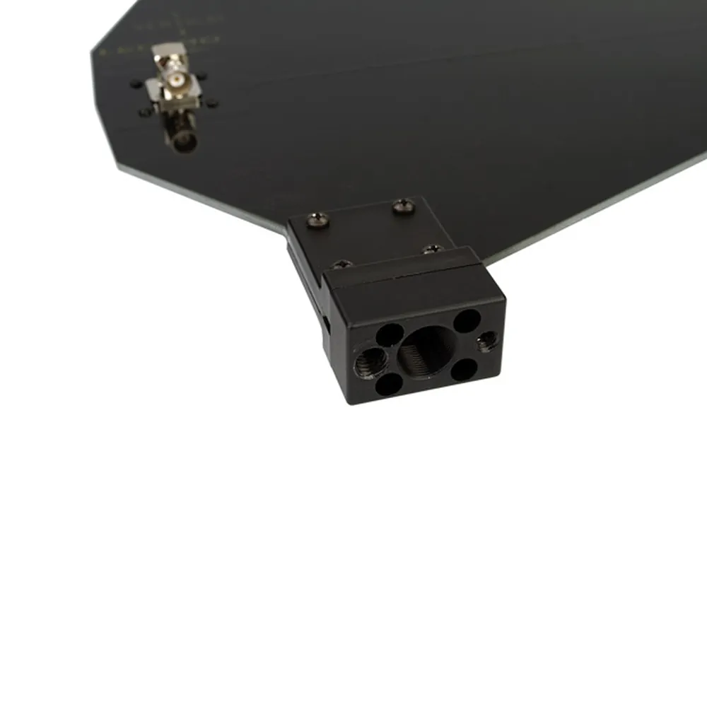 Lectrosonics ALP500 Log Periodic Directional Antenna: The BNC connector and the threaded mounting block up close.