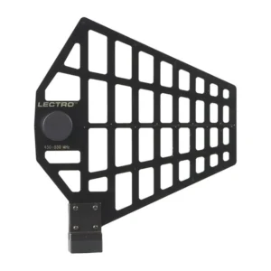 Lectrosonics ALP620 Log Periodic Directional Antenna: The skeletal antenna standing on its mounting block.