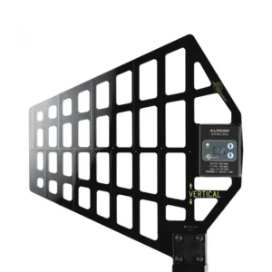 Lectrosonics ALP690 Active Log Periodic Antenna: The antenna standing vertically, with its control panel.