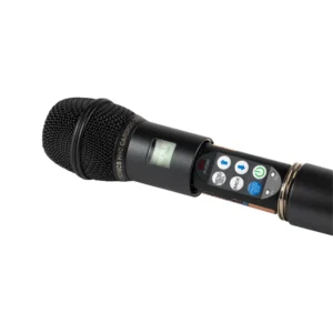 Lectrosonics DHu Digital Handheld Transmitter: The lowered sleeve showing the control panel.