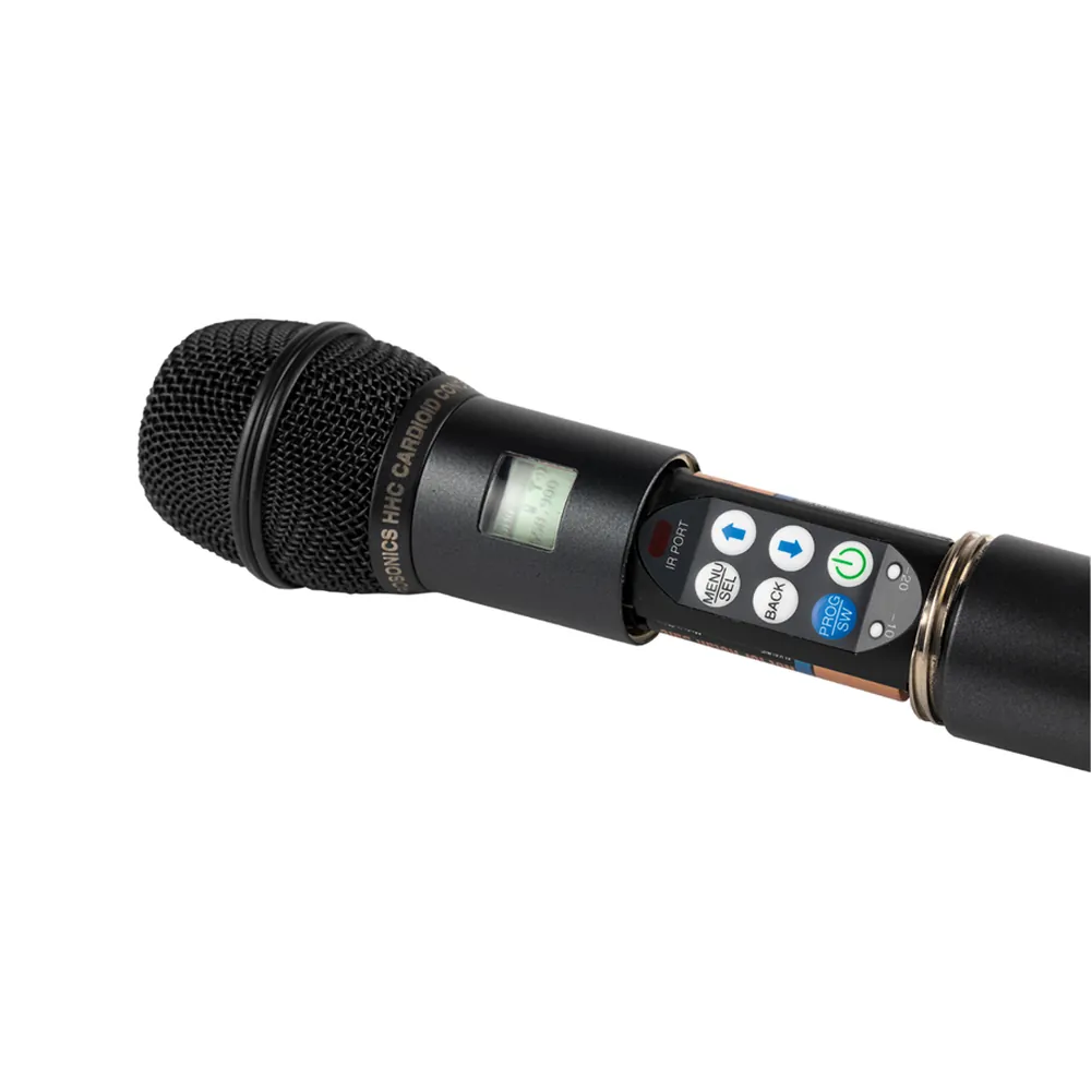 Lectrosonics DHu Digital Handheld Transmitter: The lowered sleeve showing the control panel.