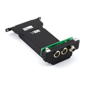Lectrosonics DSR4BATTSLEDBOTTOM Bottom-Mount Battery Sled for DSR4: The battery sled with its two TA5M outputs and locking power jack.