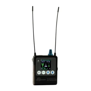 Lectrosonics M2Ra IEM/IFB Stereo Receiver: The receiver with its two antennas and color LCD.