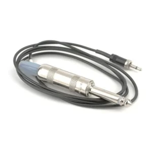 Lectrosonics MC44 1/4 in Mono to Locking Micro Plug Cable (37 in): The cable with its 1/4 in plug and locking micro plug.