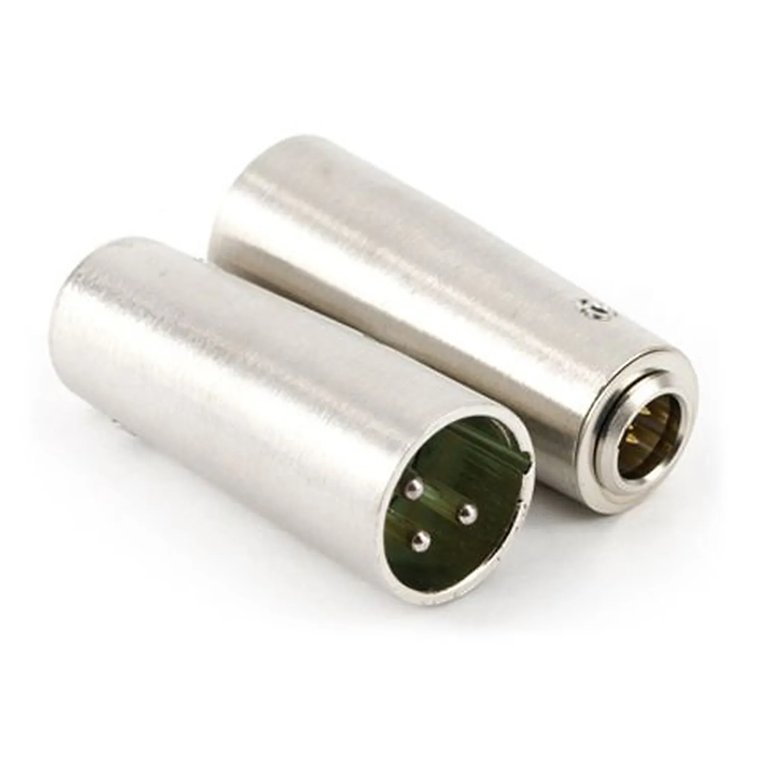 Lectrosonics MCA5X TA5F to XLRM Adapter for Plug-On Transmitters: Two views of the adapter, showing its XLR male pins.