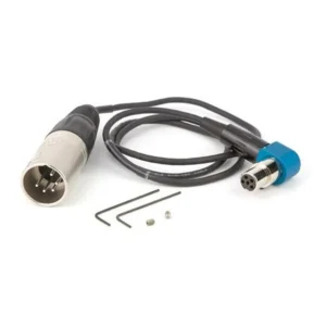 Lectrosonics MCSR/5PXLR5P Right-Angle TA5F to XLR5M Cable: The cable with its 5-pin XLR male and blue right-angle TA5F, with two hex keys.