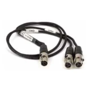 Lectrosonics MCTA6TA3F2 Dual TA3F to TA6F Line-Level Cable for DCHT: The cable with its two TA3F plugs and TA6F plug.